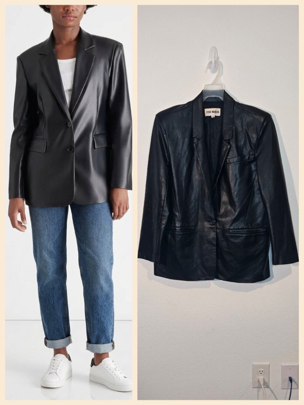 Steve Madden Faux Leather Jacket Blazer size L